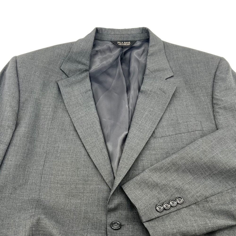 Jos. A. Bank 100%‎ Wool Men's Gray Two Button Blazer Jacket 46 L Business Career